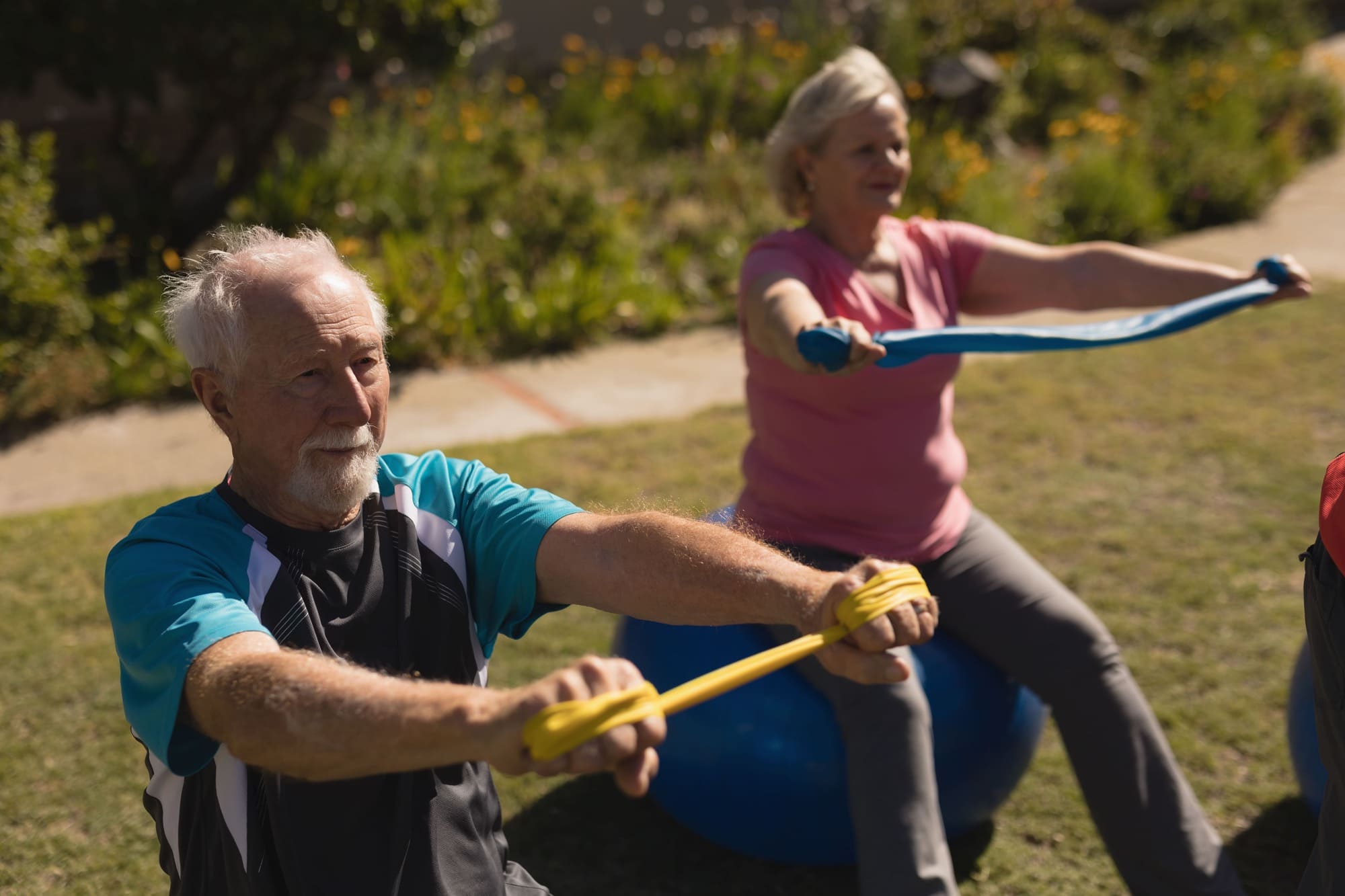 Senior residents participating in a light exercise class